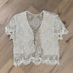 Cream Lace Crop